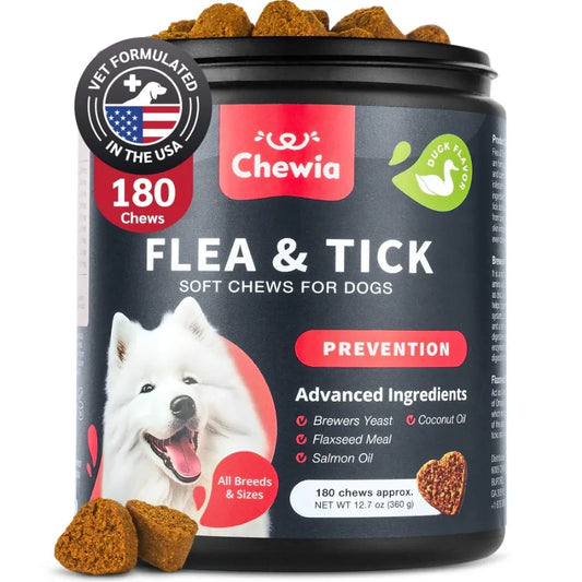 Dog Flea and Tick Treatment Chews Natural Flea Tick Prevention Soft Chewable Treats for Dogs Immune Support
