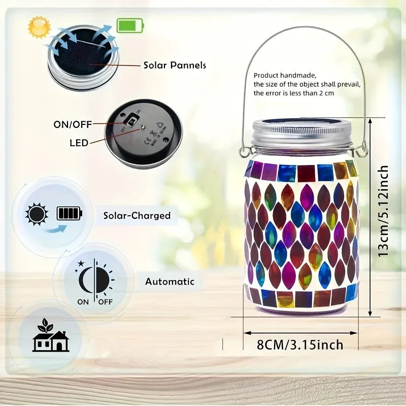 Solar Mosaic Outdoor Lantern Rechargeable Garden Light