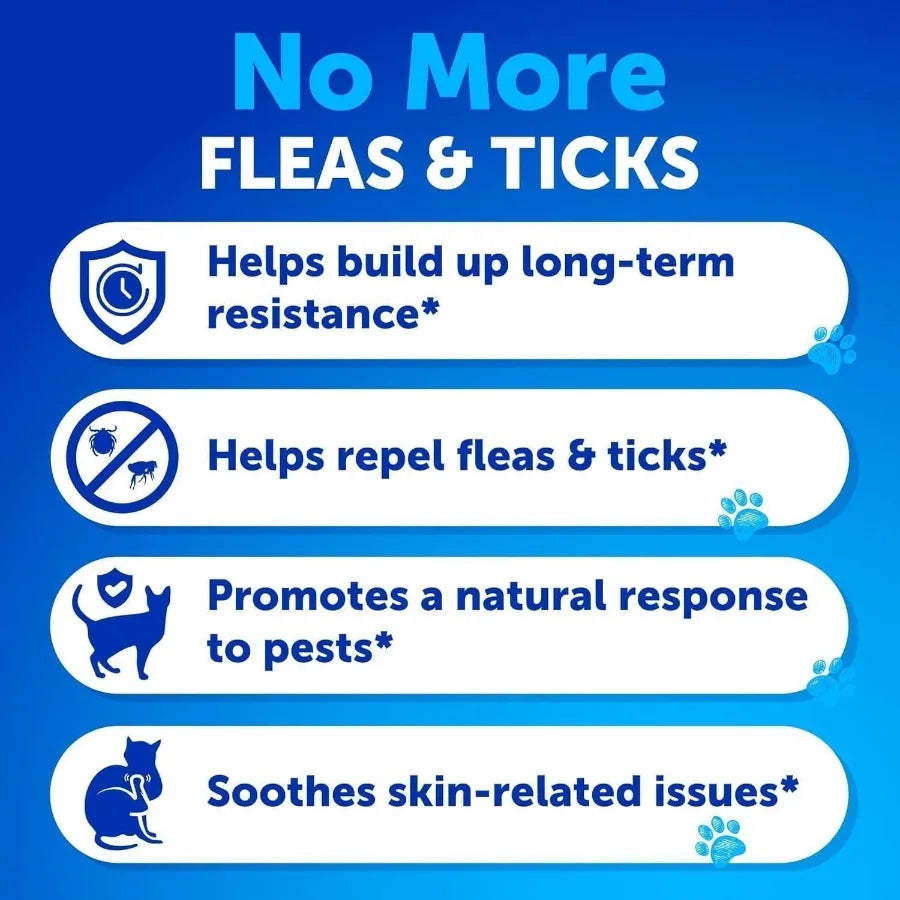 Natural Flea Treatment for Cats and Kittens Chewable Daily Oral Pills with Vitamins Flea and Tick Prevention Supplement