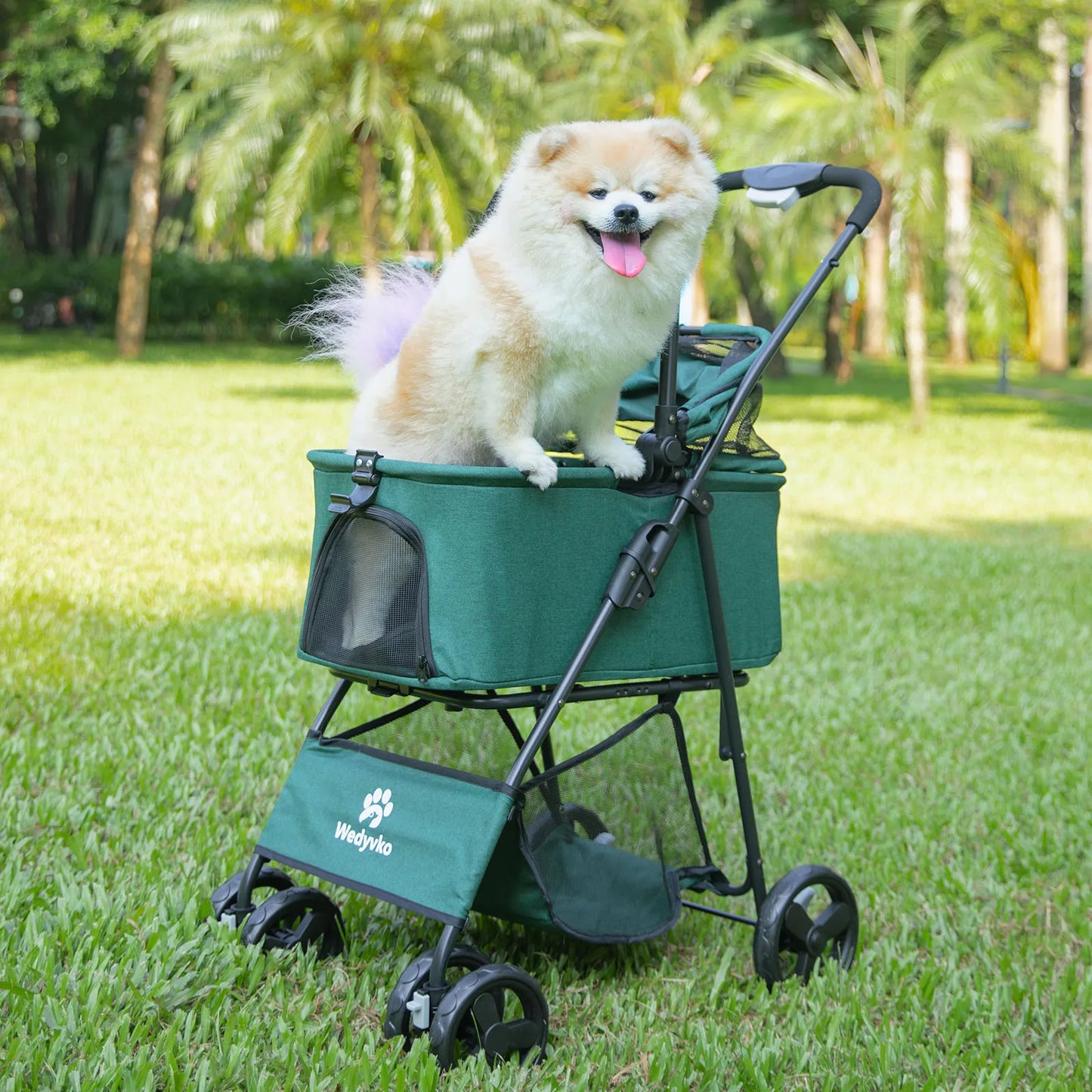 Wedyvko Portable Small Dog Stroller With Folding Basket
