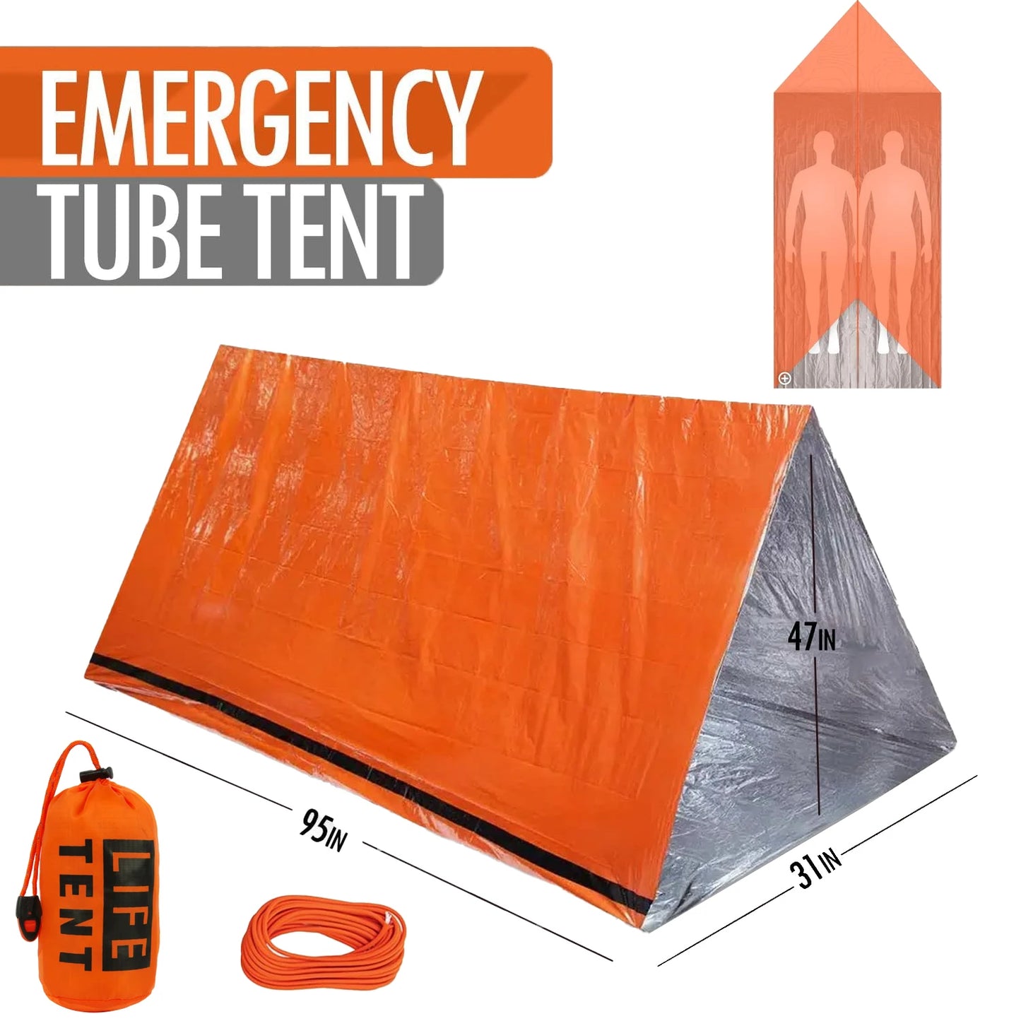 2 Person Emergency Tent Waterproof Camping Shelter Gear