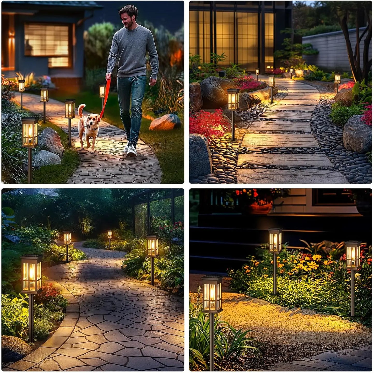2 6 8 Pack Solar Pathway Lights Super Bright Outdoor LED