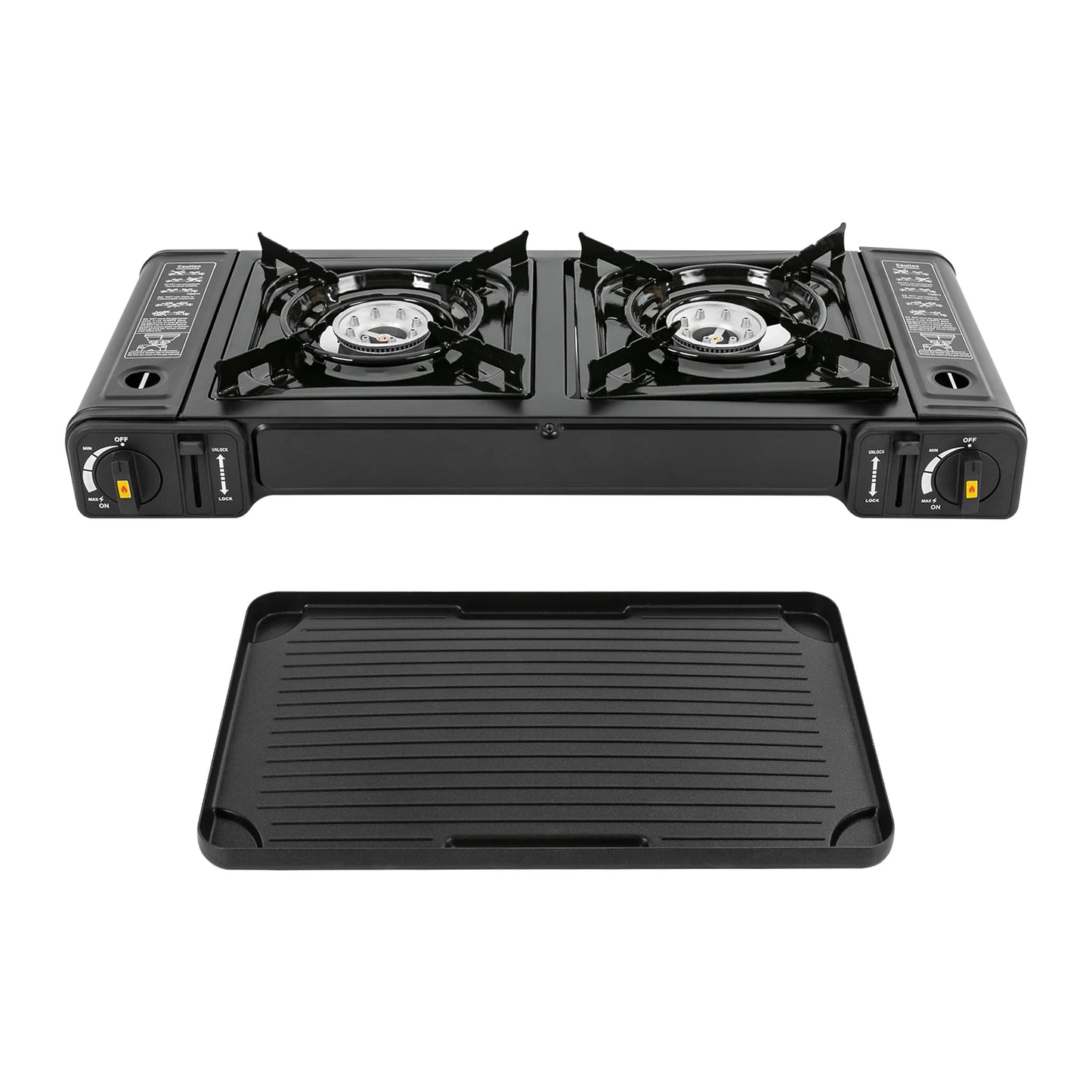 Double Head Barbecue Gas Stove With Baking Tray Portable