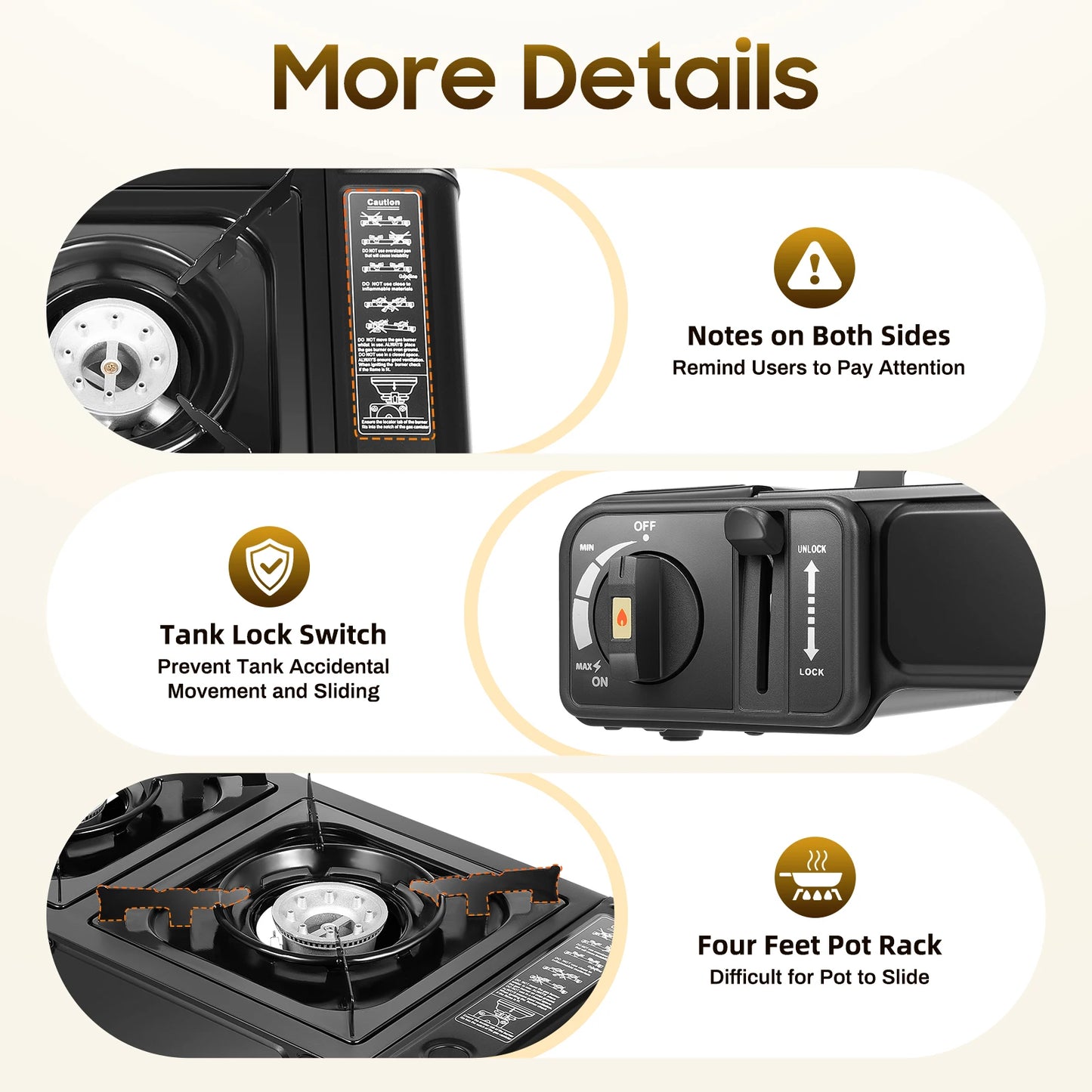 Professional Dual Burner Portable Camping Stove with Grill Tray 1.15kW Burners for Outdoor BBQ and Picnics