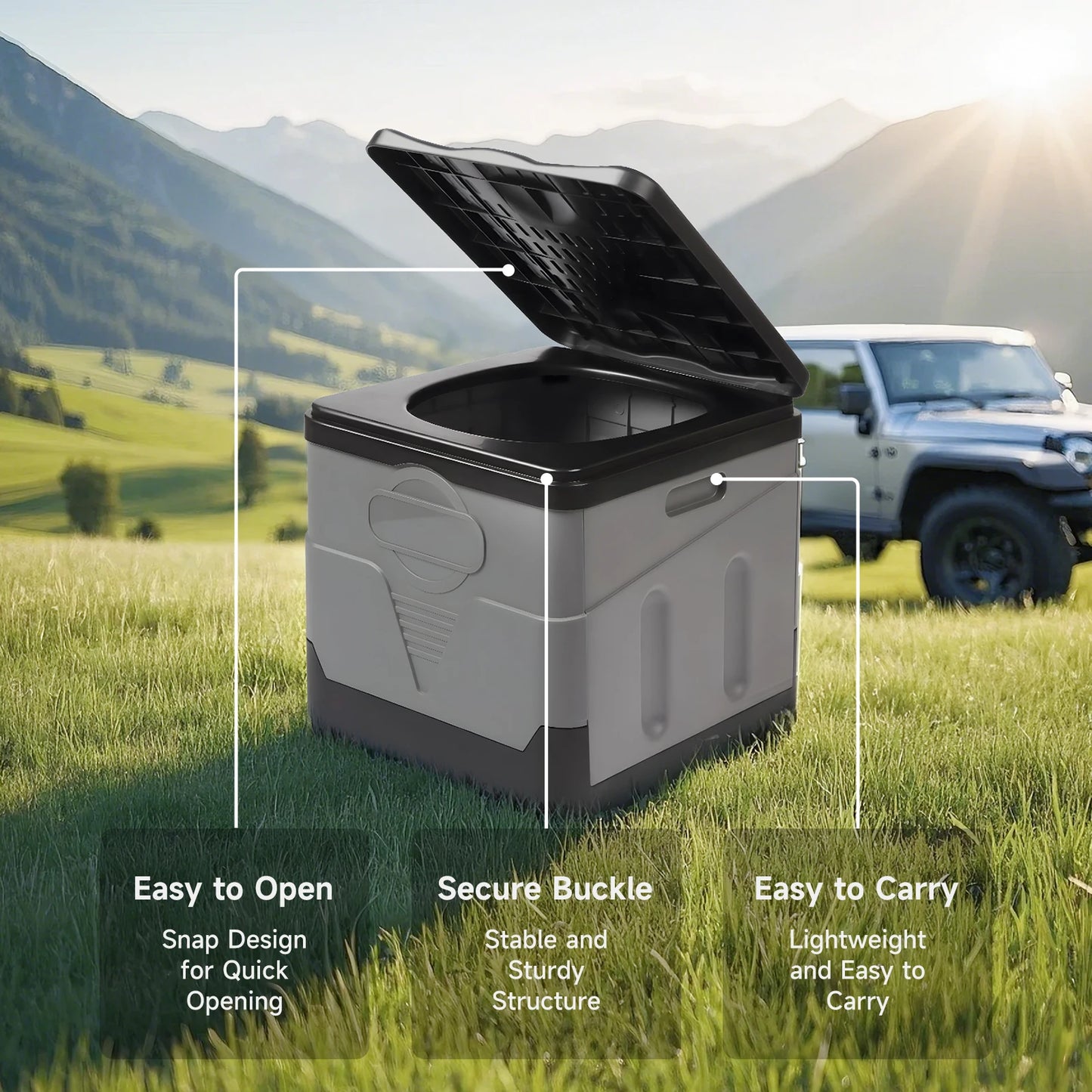 Portable Camping Toilet For Adults Folding Potty With Lid