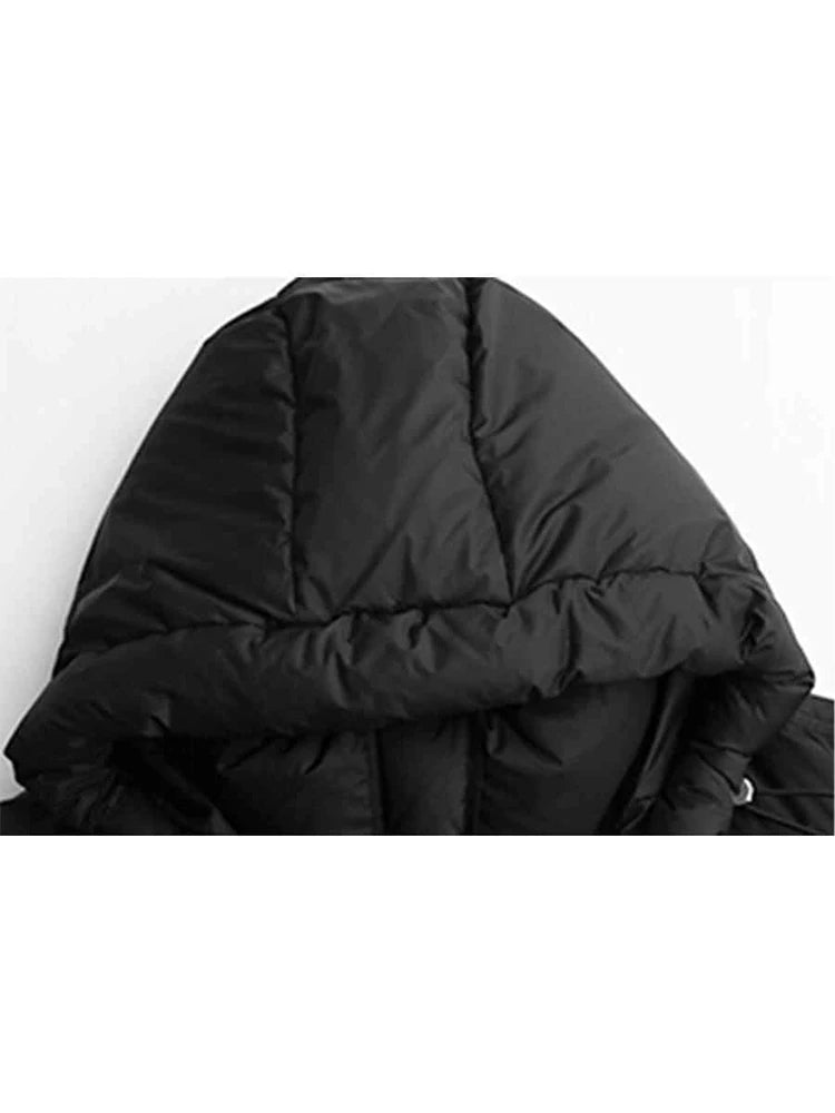 2025 Autumn Winter Women Y2K Japanese Black Hoodie Padded Down Coat
