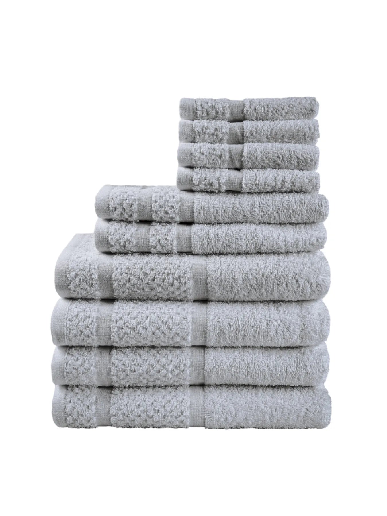 10 Piece Towel Set With Upgraded Softness And Durable Grey
