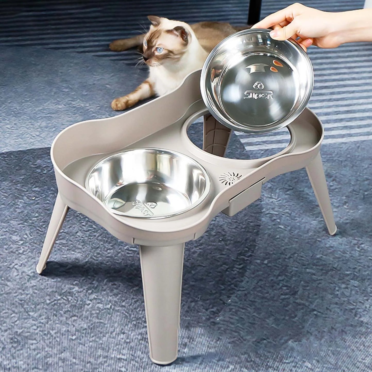 Elevated Stainless Steel Dog Feeder Non Spill Bowl Stand