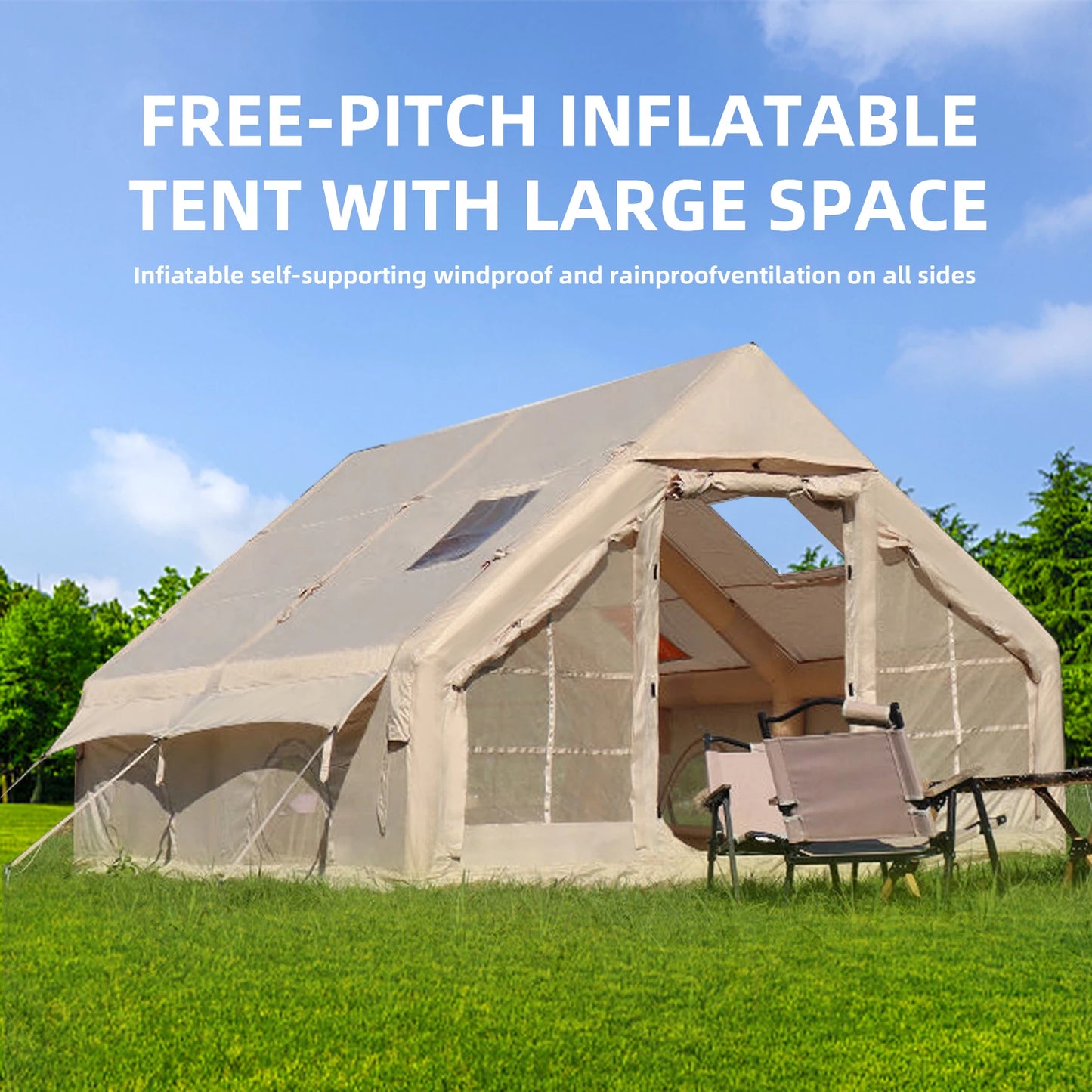 Large Inflatable Camping Tent 12P With Hand Pump Easy Setup