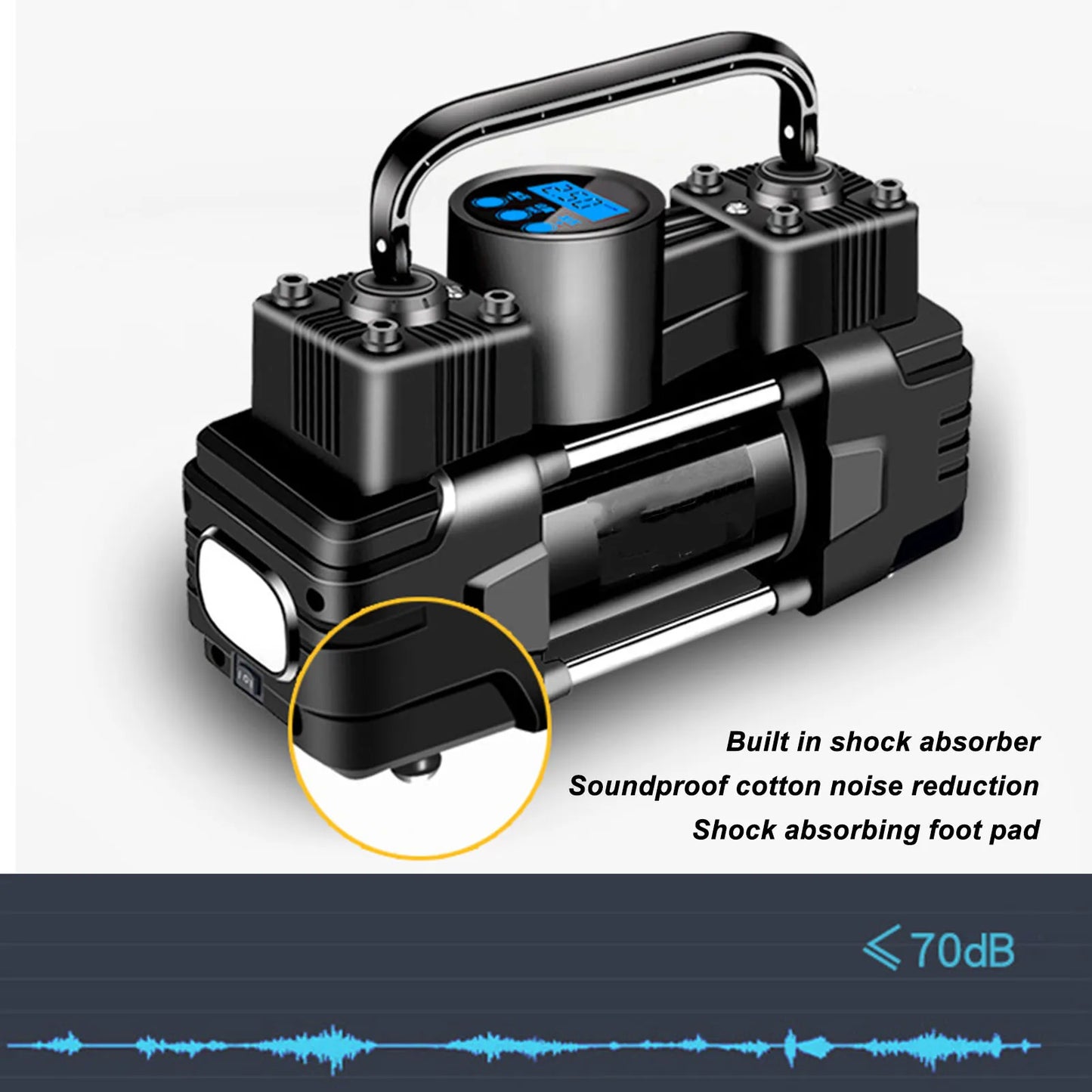 12V Dual Cylinder Car Tire Inflator With LED Display