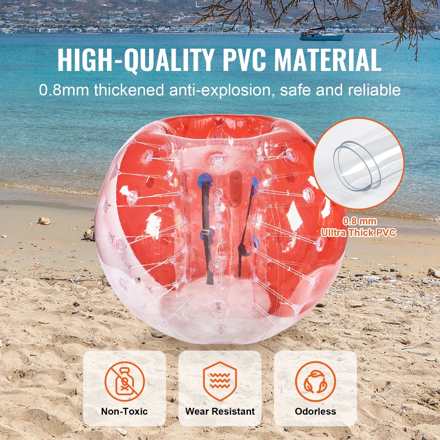 SucceBuy 5FT Inflatable Bumper Ball Body Bubble Zorb Ball for Teen and Adult Body Bubble Soccer Ball PVC Hamster Bubble Ball