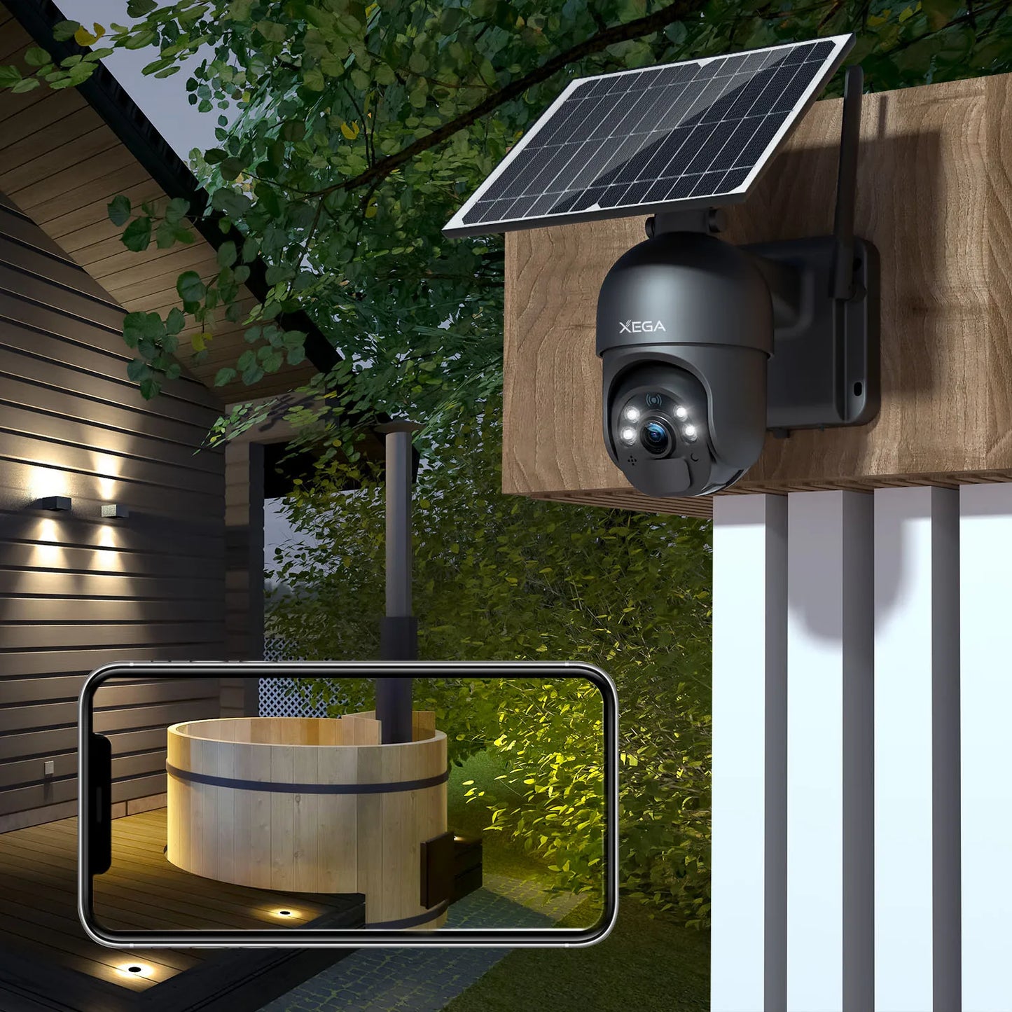 Xega 4G LTE Solar PTZ Security Camera 2K Color Night