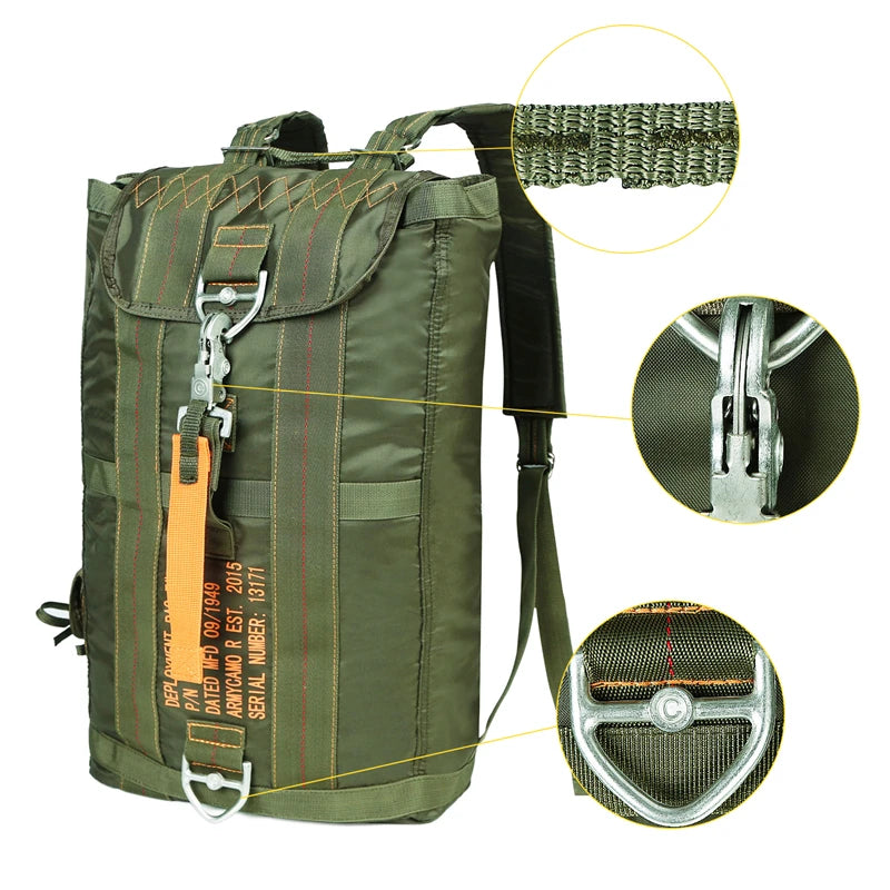 Durable All Purpose Backpack Lightweight Carryall Parachute Bag for Outdoor Hunting Hiking School Adventures