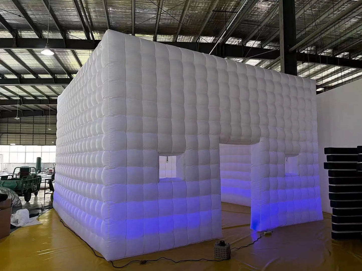 20ft Large Inflatable Nightclub Cube Tent Portable Air Cube Square Gazebo Event Room Tent House with LED Light and Blower for Party