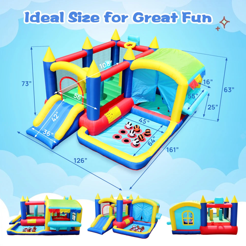 Christmas Jump N Slide Inflatable Bouncer for Kids Complete Setup with Blower 80 Inch X 91 Inch Play Area 55 Inch Tall Inflatable Bounce House