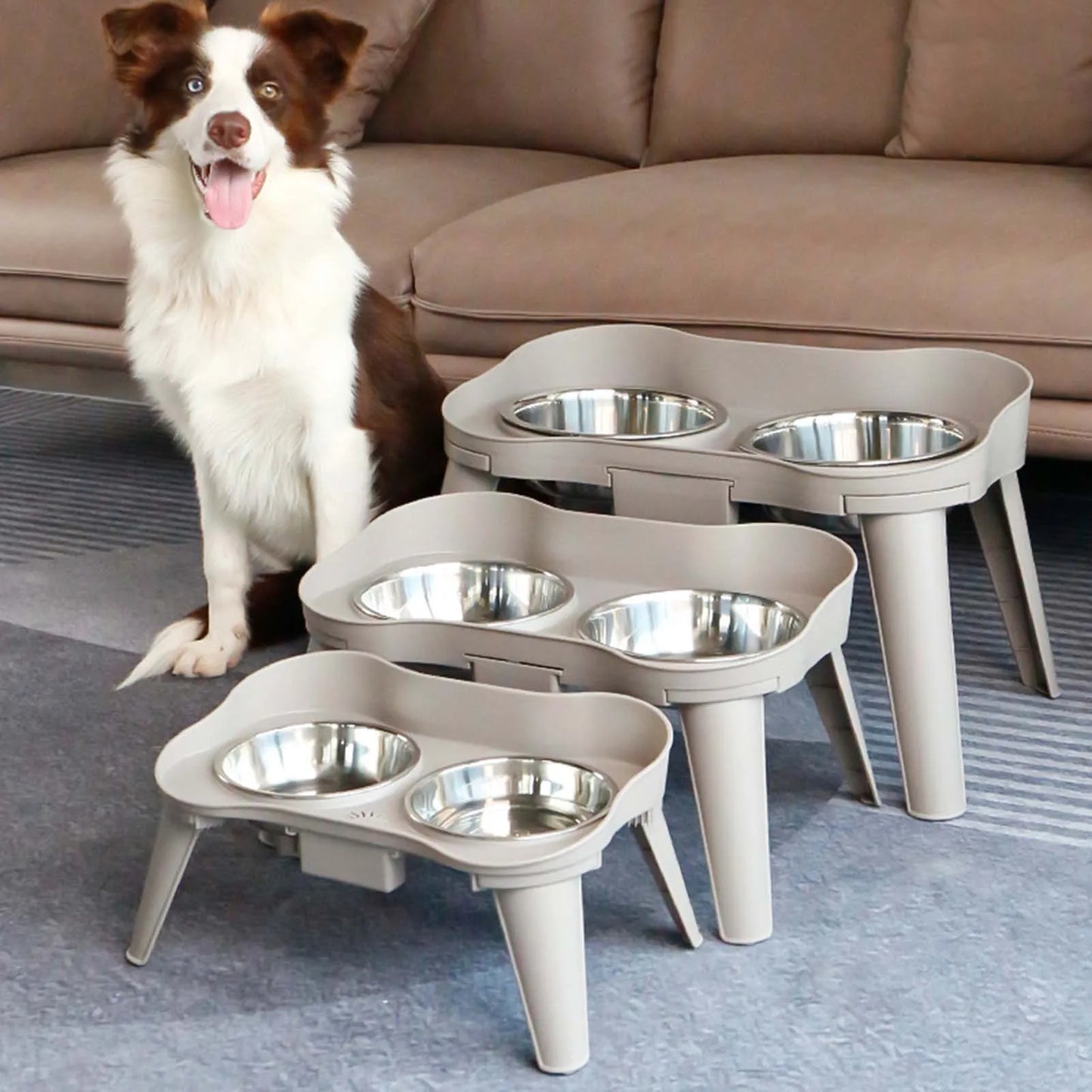 Elevated Stainless Steel Dog Feeder Non Spill Bowl Stand