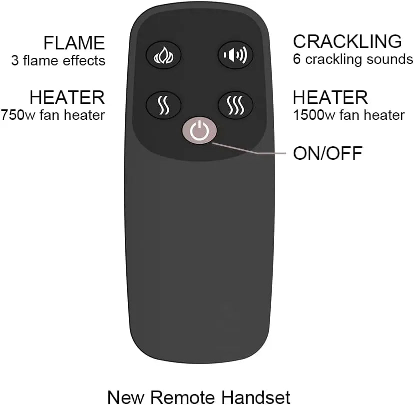 Electric Fireplace Insert With Fire Crackling Sound Remote Control 750 1500W Black 33 1/16 Inches Wide 25 9/16 Inches High