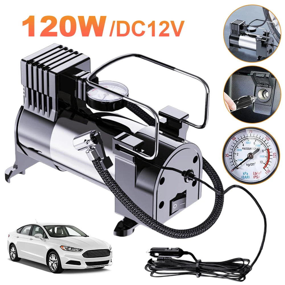 12V 150PSI Heavy Duty Portable Metal Air Compressor