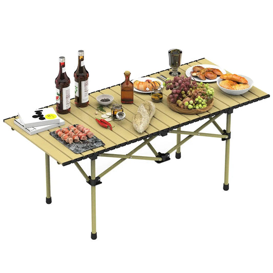 Folding Camping Table Portable Carbon Steel Heavy Duty Foldable for Outdoor Use 4 to 6 Person Grill
