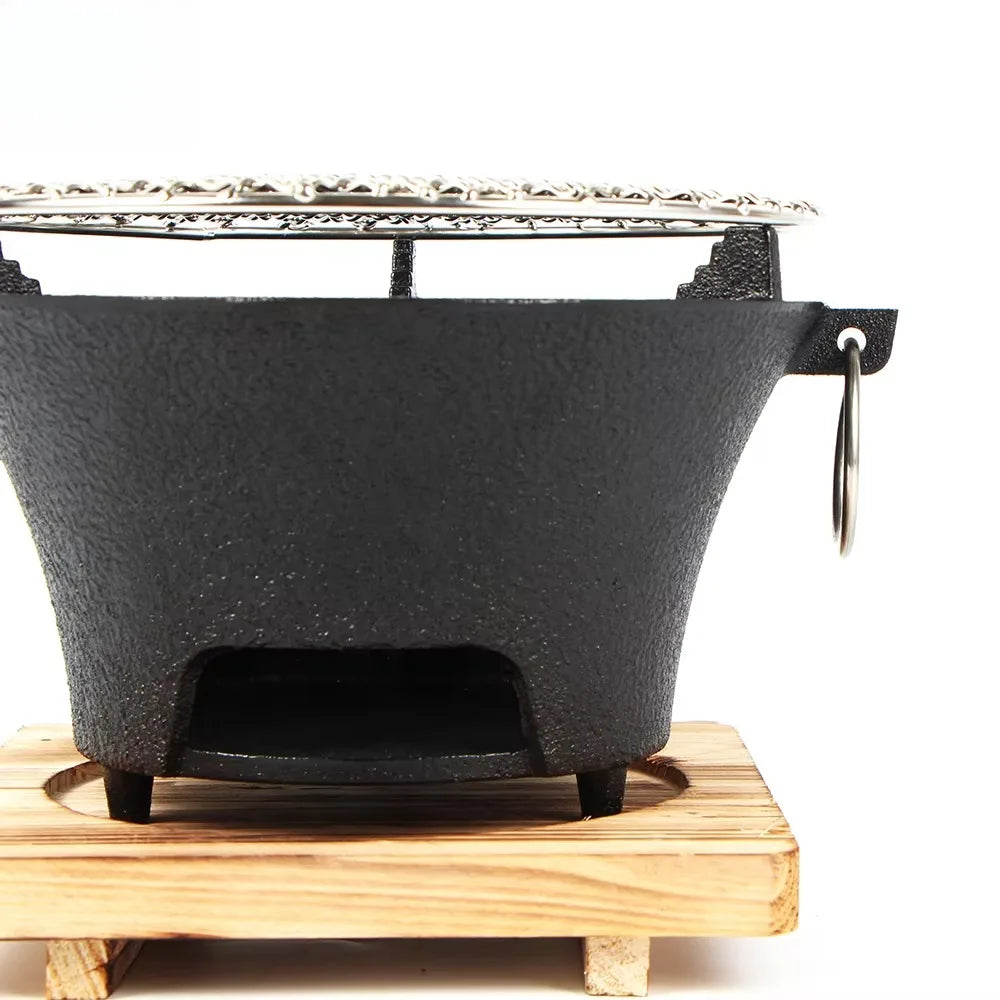 Cast Iron Barbecue Stove for Charcoal and Alcohol Grilling