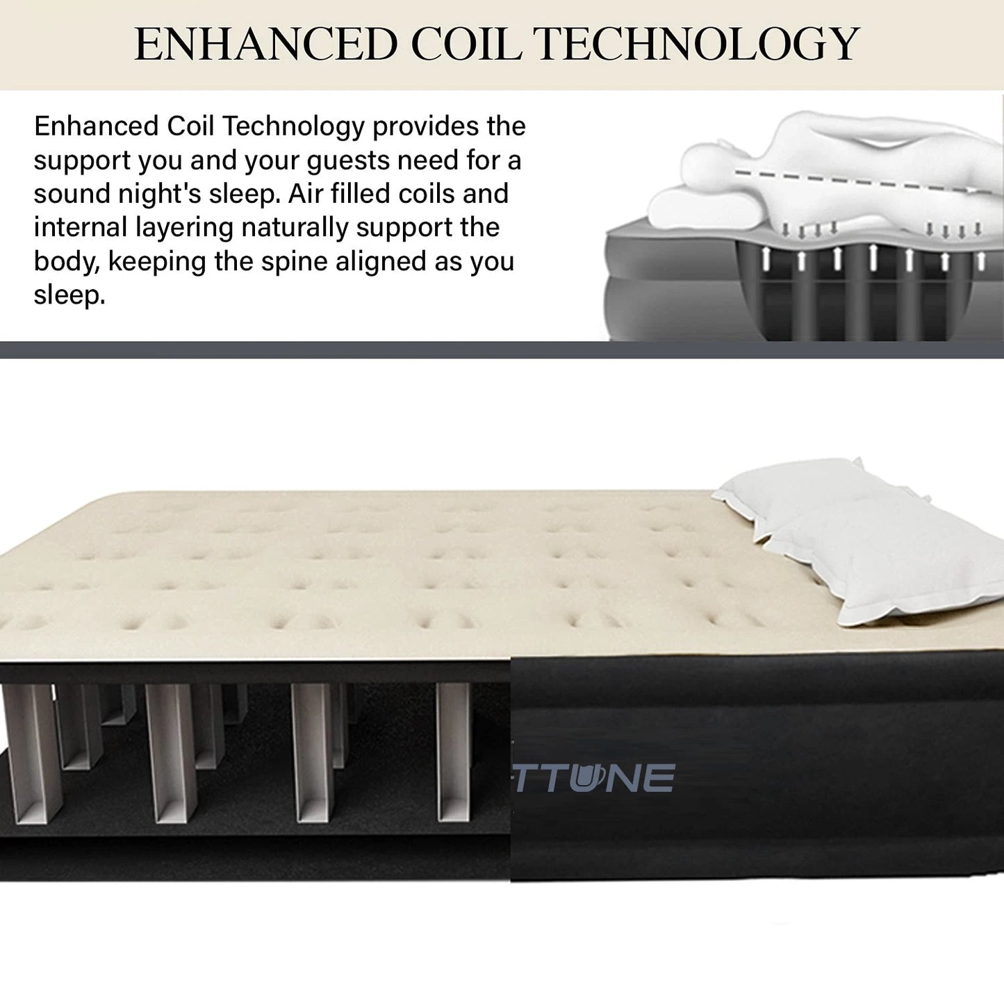 Queen Air Mattress 80x60x20in Flocking Pillow Top With Pump