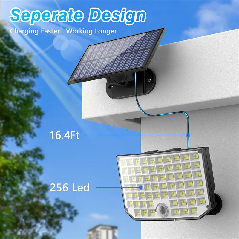 256 LED Solar Motion Sensor Security Flood Light Waterproof