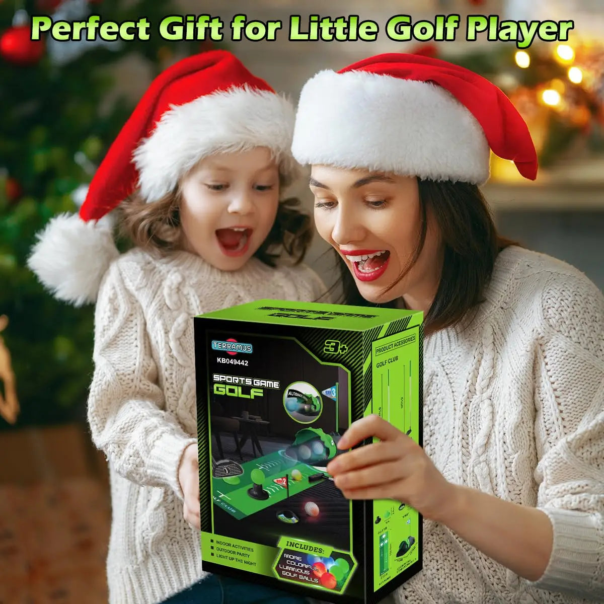 Kids Toy Golf Club Set with LED Automatic Ball Returner Golf Putting Mat Mini Golf Game Sports Gift for Boys and Girls Ages 3 and Up