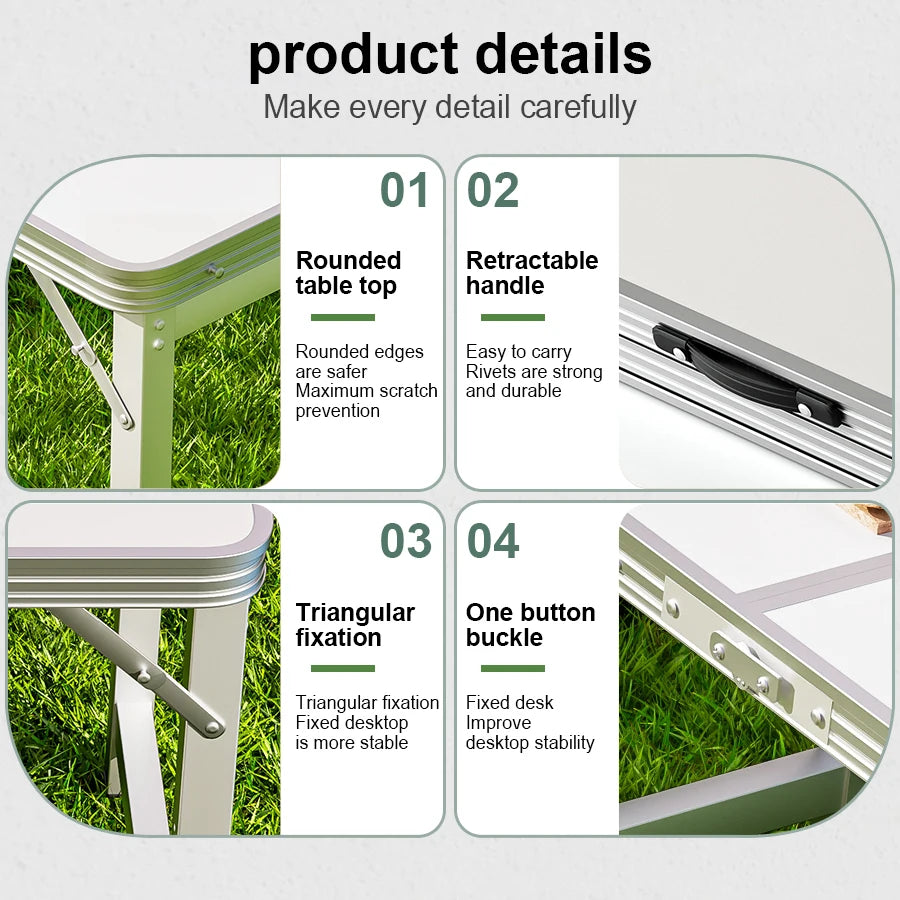 Portable Folding Outdoor Table with Handle for Camping Picnics and Gatherings No Electricity Required