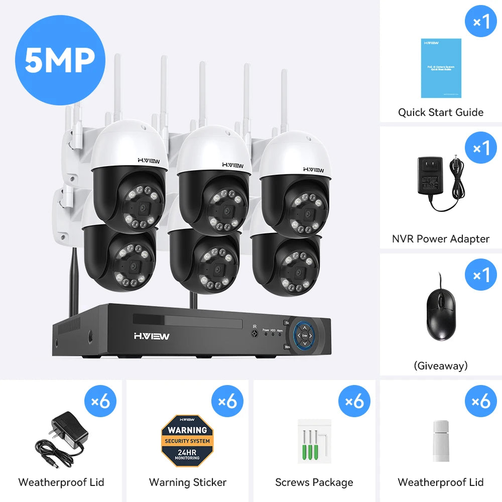 H View 8CH 5MP Wireless WiFi Security Camera Kit NVR