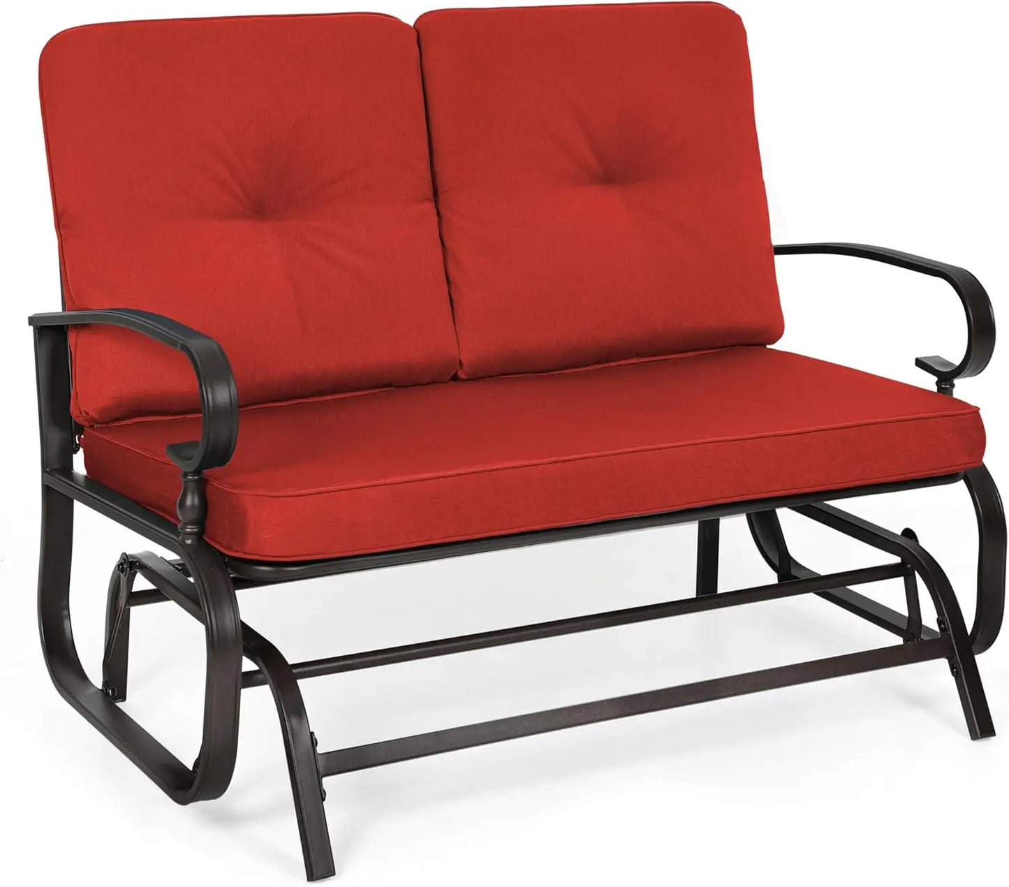Outdoor Patio Glider Chair Rocking Bench for Two Person Wrought Iron Loveseat Seating