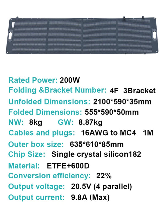 Ctolity 100W 200W Flexible Foldable Solar Panel Portable Waterproof Solar Generator Kit 12V 18V For Camping