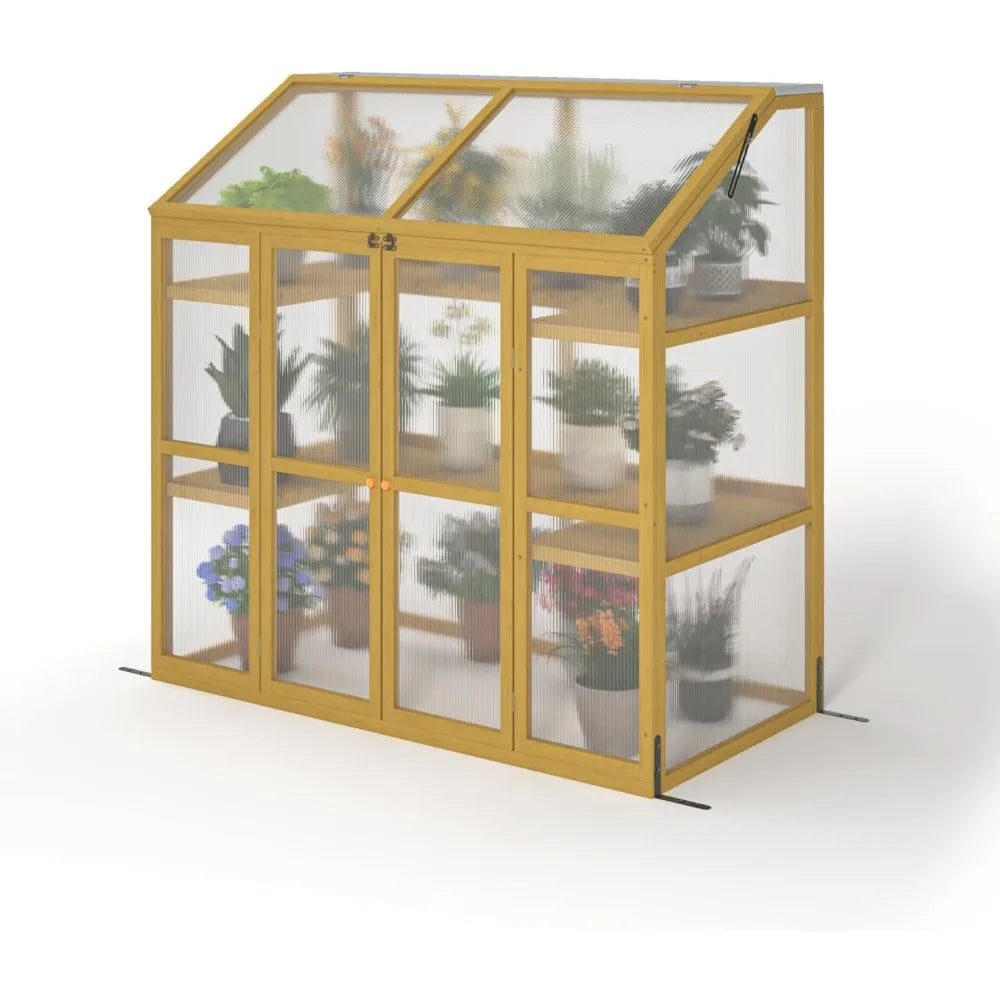 Mini Outdoor Polycarbonate Greenhouse With Openable Roof