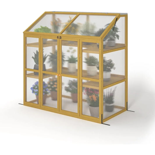 Mini Outdoor Polycarbonate Greenhouse With Openable Roof