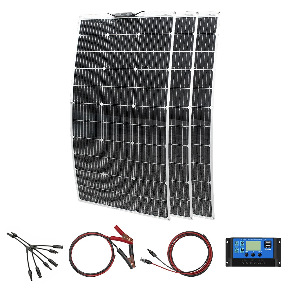 400 Watt Flexible Waterproof Monocrystalline Solar Panel Kit for Camping Home Car Off Grid 12 Volt System