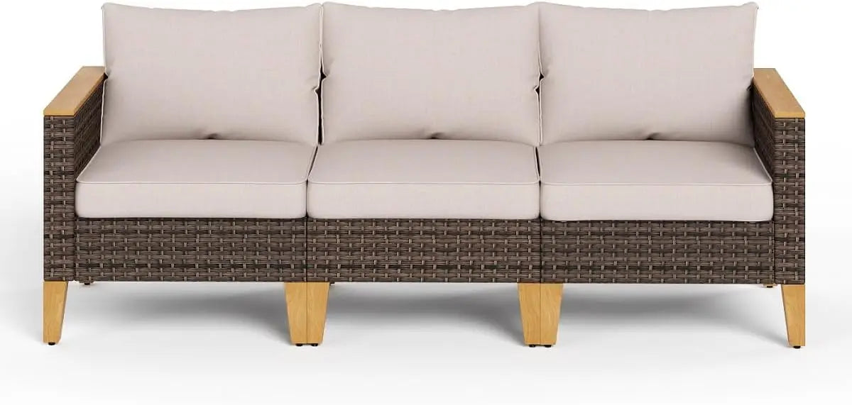 9 Piece Wicker Patio Furniture Set with 56 Inch Fire Pit Table All Weather PE Rattan Sectional Sofa Conversation Set