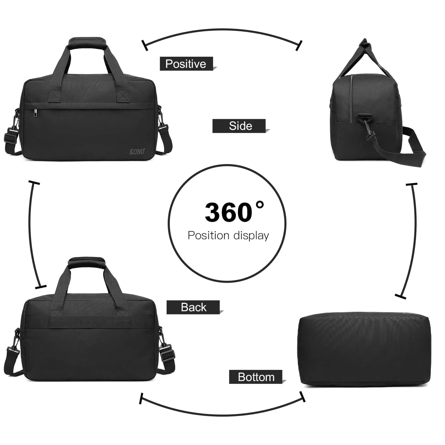 Kono Cabin Bag 40x20x25cm Underseat Carry On Hand Luggage Travel Duffel 20L