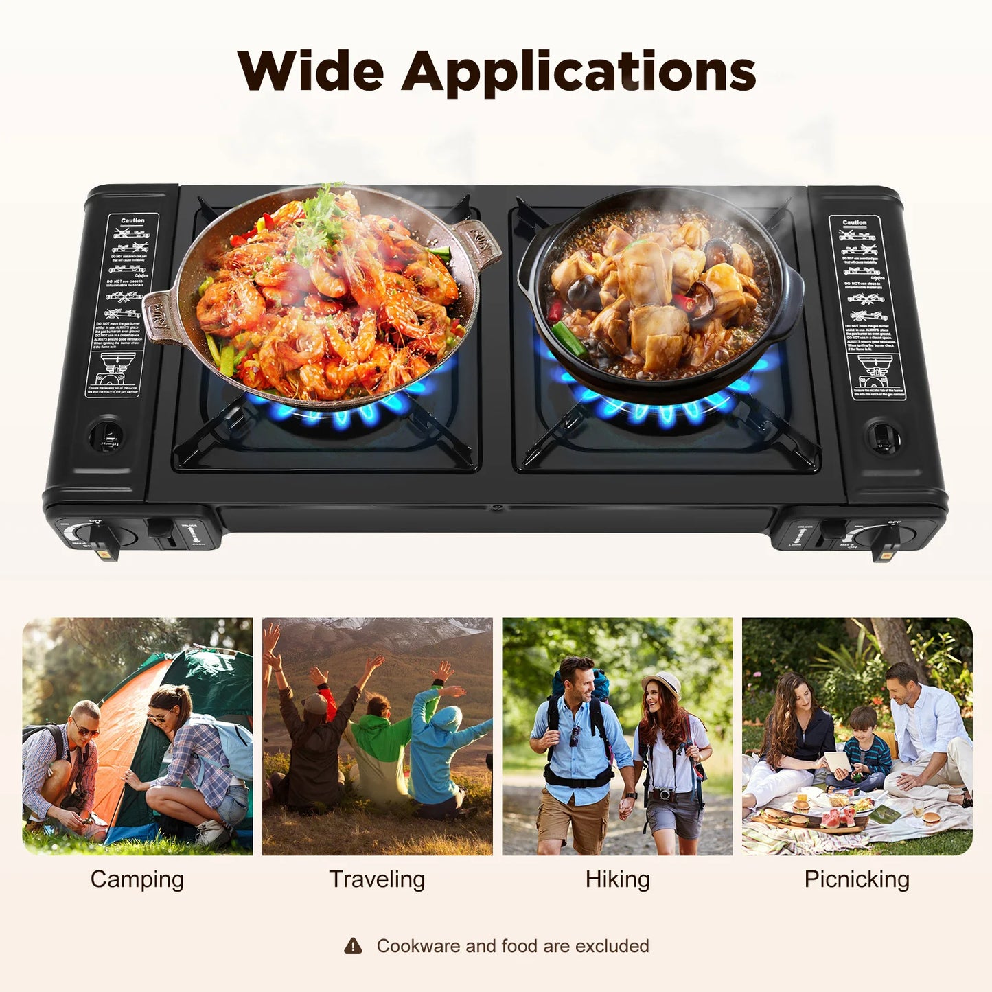 Two Burner Portable Butane Camping Stove With Carry Case