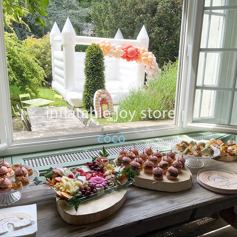 Free Shipment Outdoor Commercial Inflatable Wedding Bouncy Castle White Bounce House for Anniversary Party