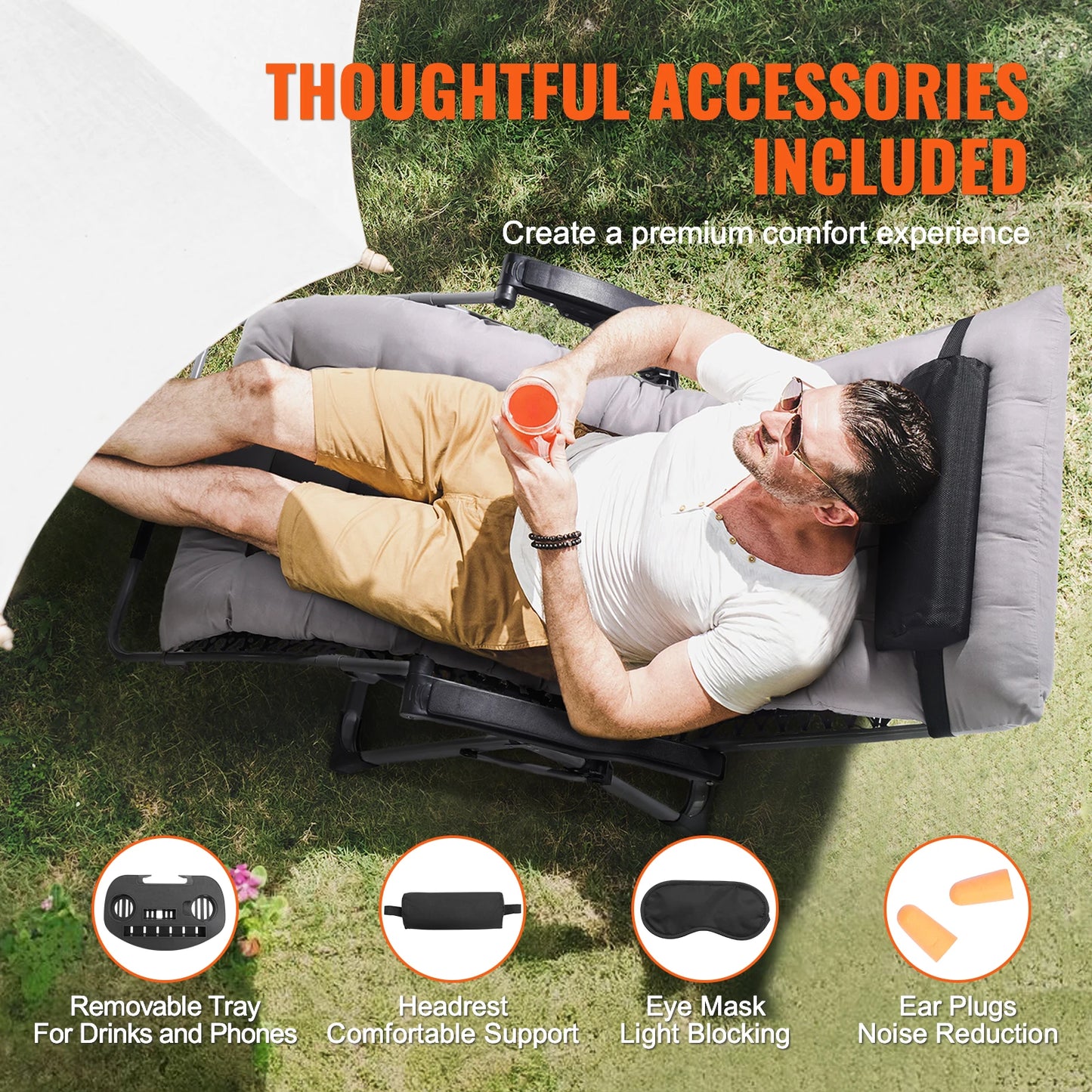 SucceBuy Zero Gravity Chair With Cushion Footrest Cupholder