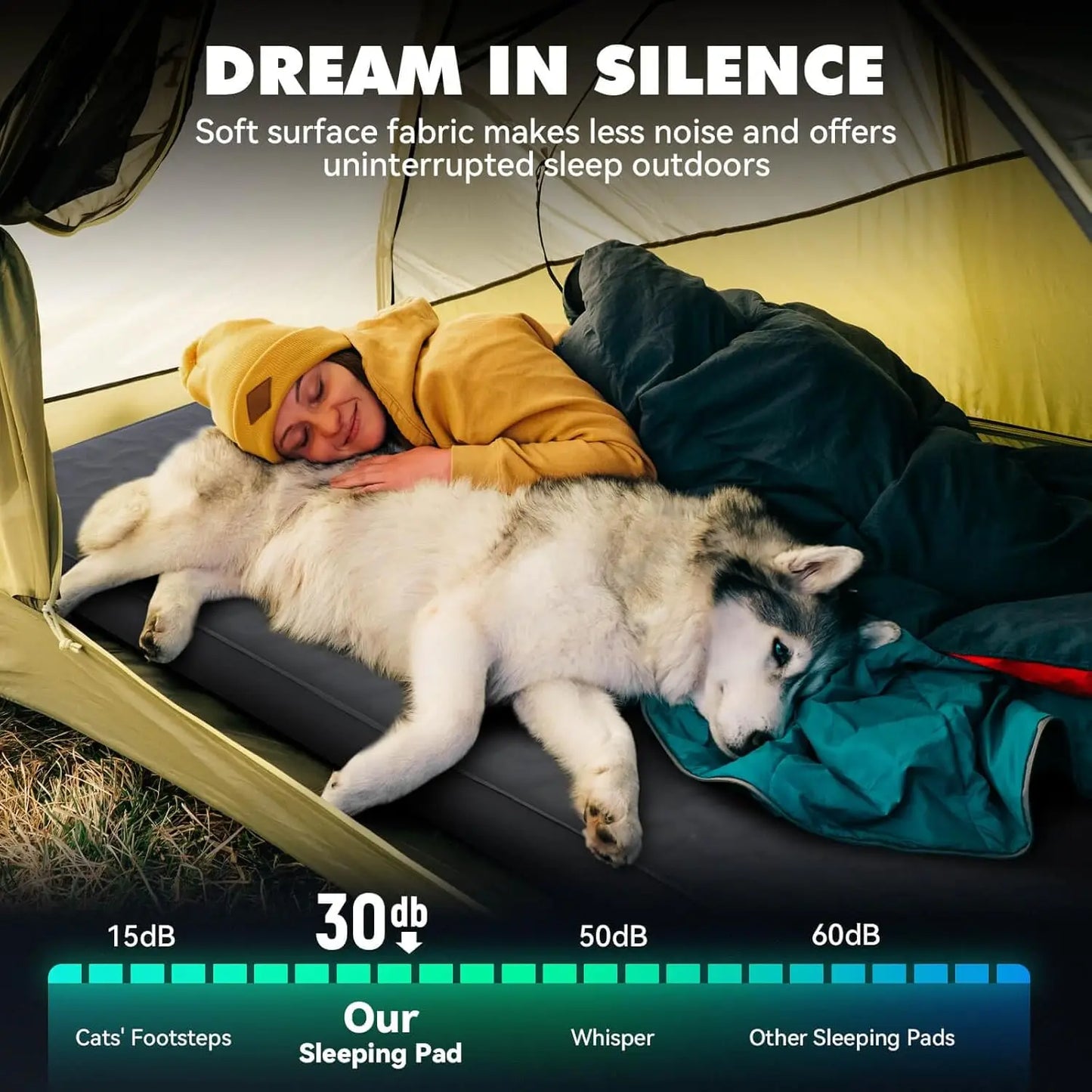 4 Inch Self Inflating Sleeping Pad 9.5 R Value Insulated