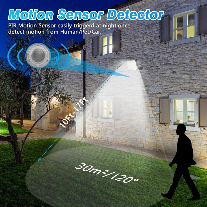 256 LED Solar Motion Sensor Security Flood Light Waterproof