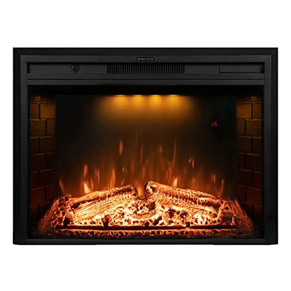 36 Inch Wall Mount Electric Fireplace Insert with Remote Control Realistic Log Flame Overheat Protection Plug In Installation 1500 Watt