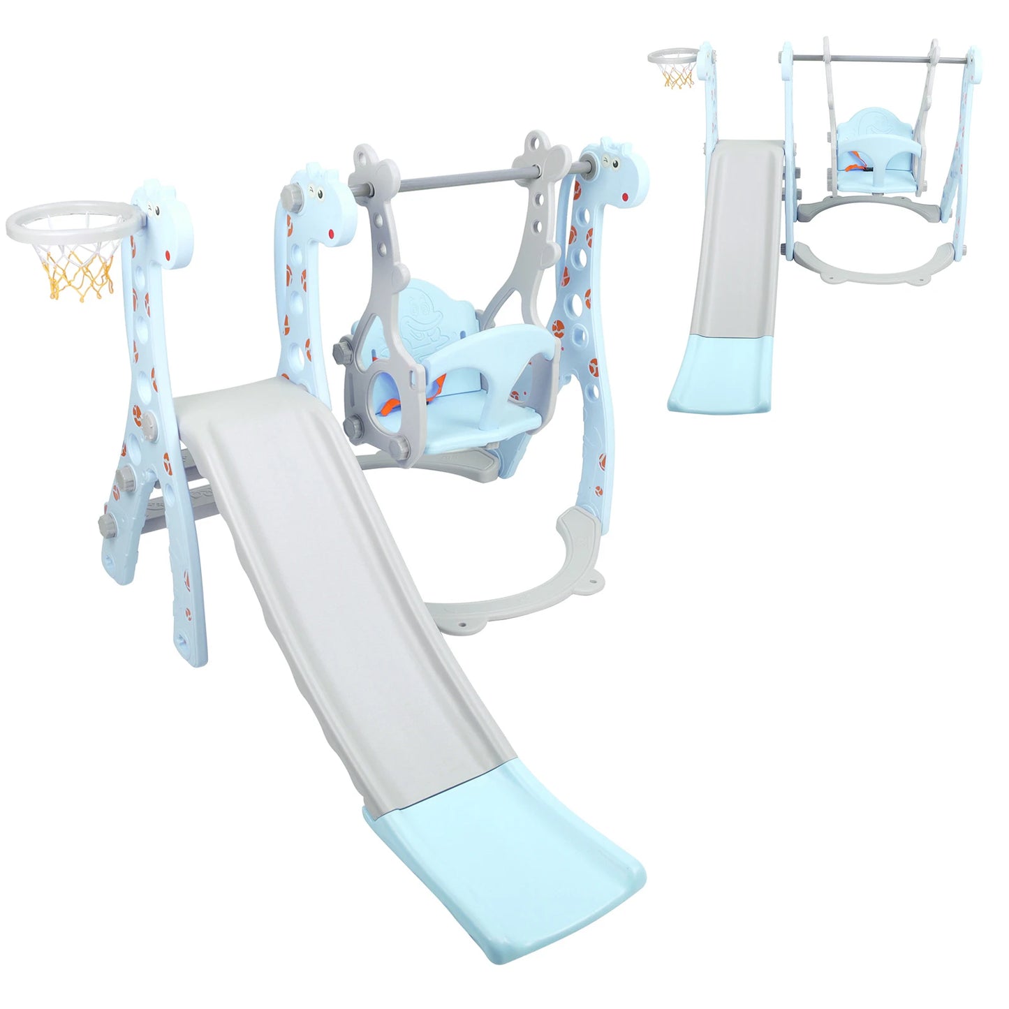 Toddler Climber Swing Set with Basketball Hoop Outdoor Indoor Play Slide for Children