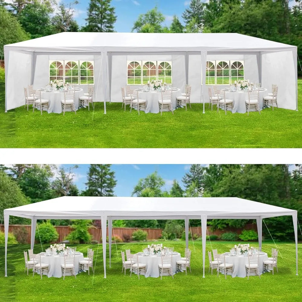 10 X 30 Outdoor Waterproof Gazebo Canopy Tent White