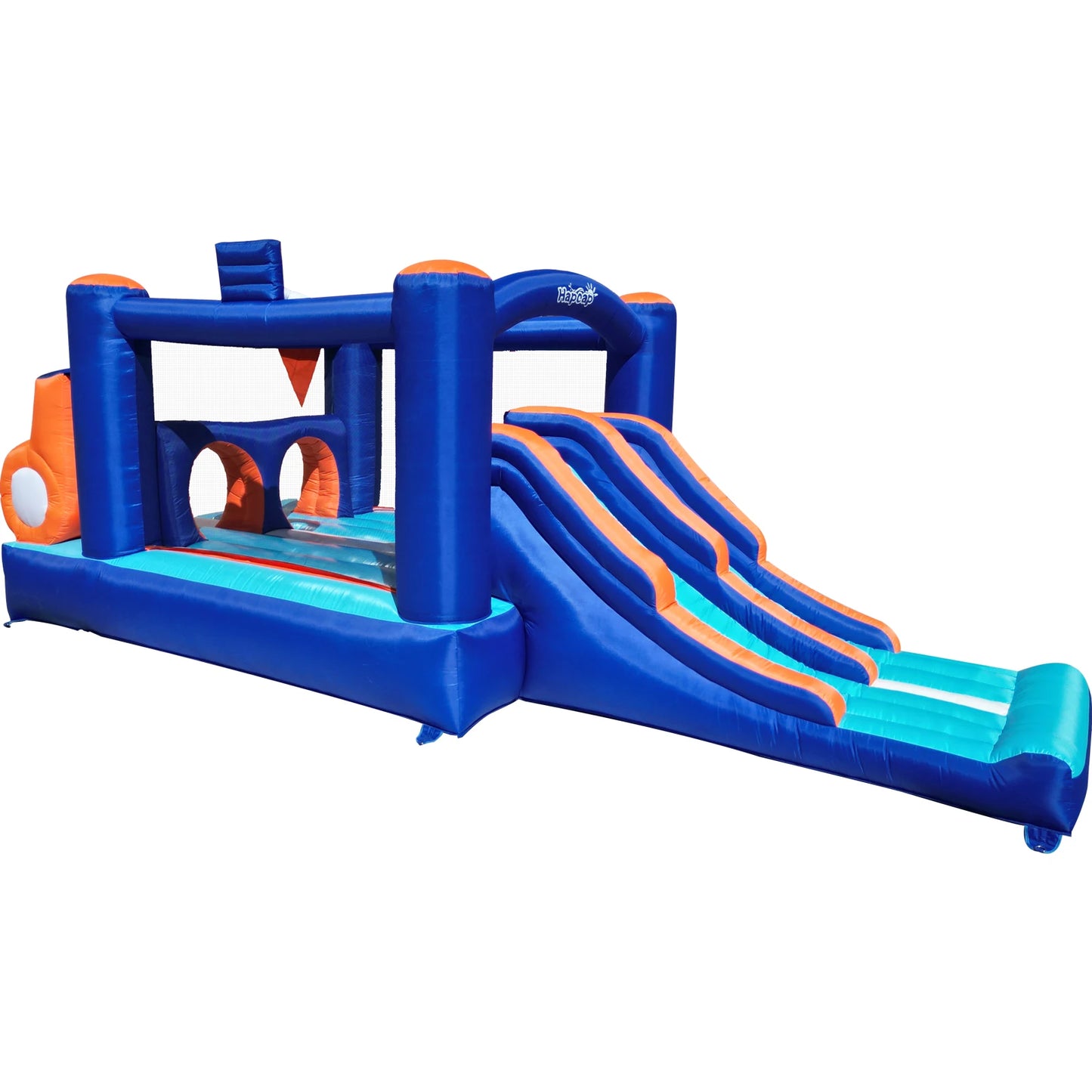 Inflatable Bounce House Obstacle Course for Kids with 2 Racing Slides Spacious Jumping Area Tunnels and Climbing Walls with Blower