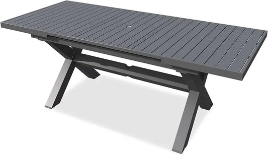 Expandable Aluminum Outdoor Dining Table For 6 To 10
