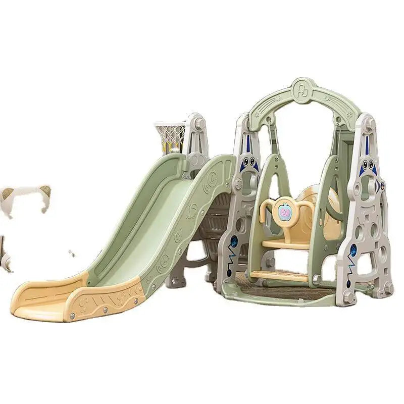 4 In 1 Slide Toy Fully Enclosed Pedal Enhanced Safety Easy Setup Playground Slide Swing Playset Green