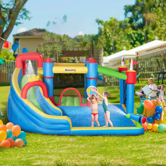 6 in 1 Inflatable Bounce House Outdoor Toy Inflatable Water Slide for Kids