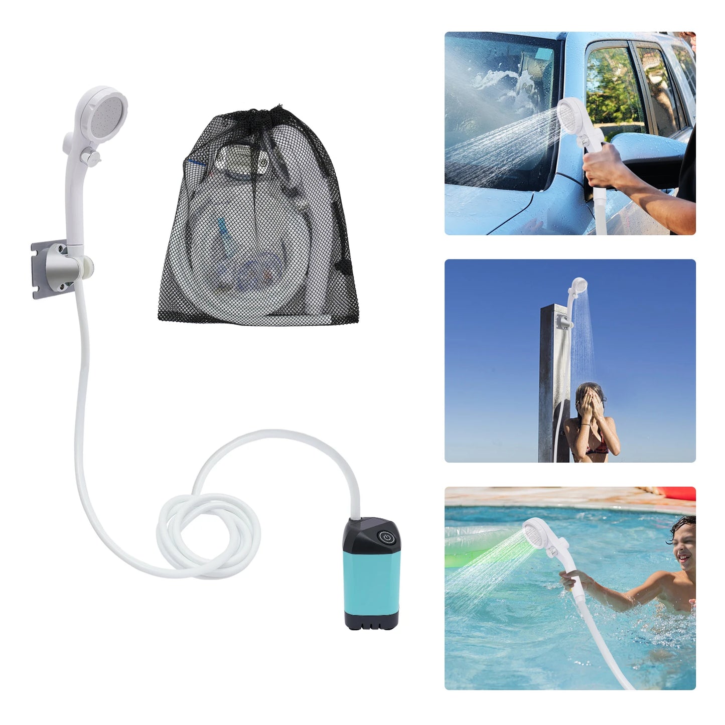 Portable Electric Camping Shower Pump Waterproof Digital