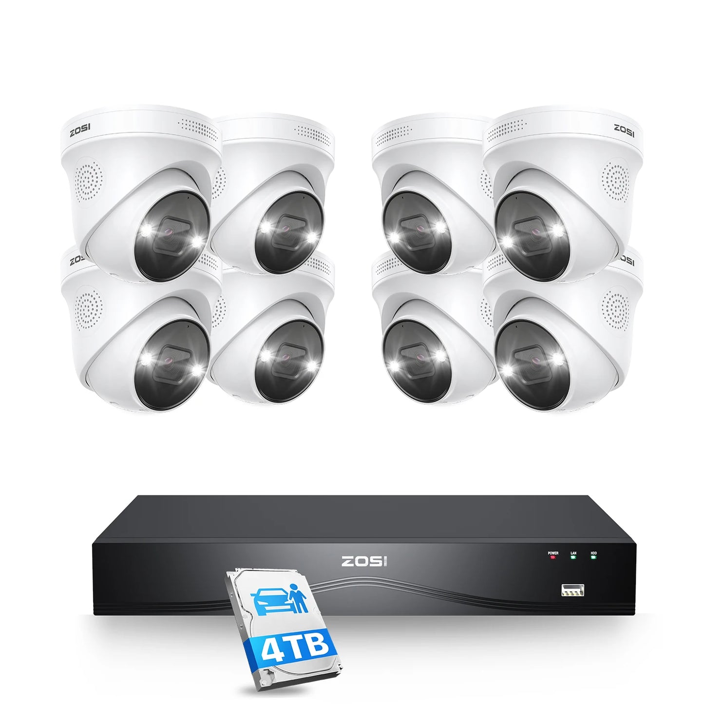 ZOSI 4K 8MP PoE 32CH NVR Camera System With AI 4TB Plus